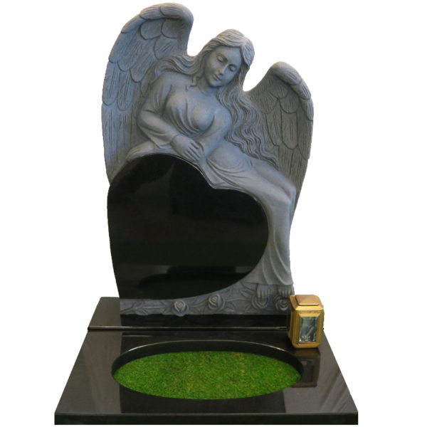 Gravstein Angelica i sort granitt fra gravstein grossisten, bedplate