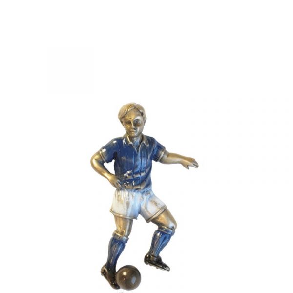 Fotballspiller i blå fra Gravstein Grossisten